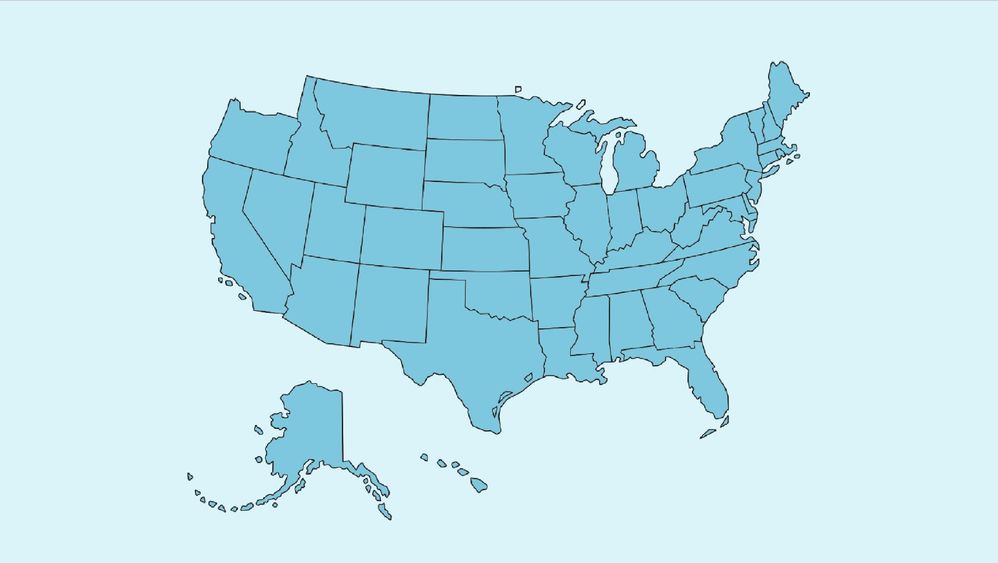 image of 49 US states with one state missing